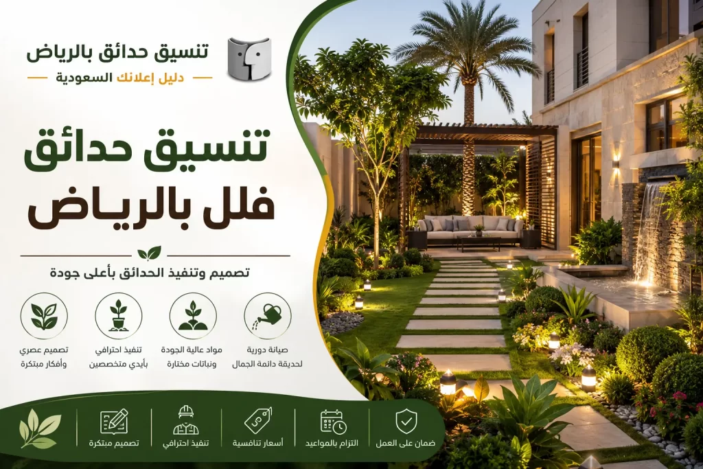 تنسيق حدائق فلل بالرياض: أفكار عملية لتحويل المساحات الخارجية إلى وجهة مميزة